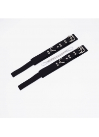 Черные кожаные оковы с регулируемыми ремешками - Crazy Handmade - купить с доставкой в Архангельске