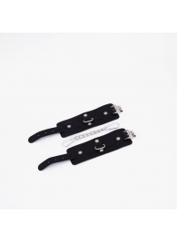 Черные кожаные наручники с хромированной фурнитурой - Crazy Handmade - купить с доставкой в Архангельске