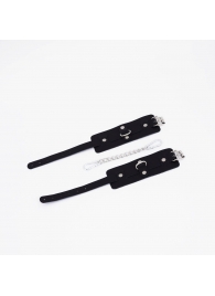 Черные кожаные оковы с хромированной фурнитурой - Crazy Handmade - купить с доставкой в Архангельске