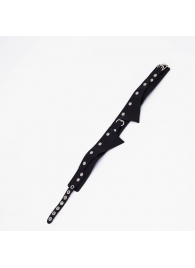 Черный однослойный кожаный ошейник с имитацией воротничка - Crazy Handmade - купить с доставкой в Архангельске