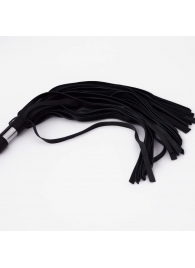 Черный кожаный флоггер со стальной ручкой - 45 см. - Crazy Handmade - купить с доставкой в Архангельске