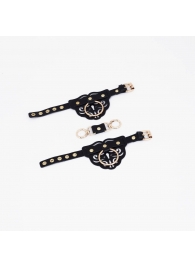 Черные наручники с золотистой фурнитурой - Crazy Handmade - купить с доставкой в Архангельске