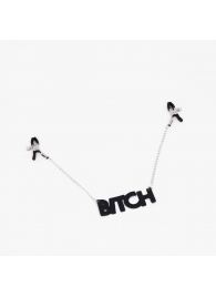 Зажимы на соски с кожаной подвеской Bitch - Crazy Handmade - купить с доставкой в Архангельске