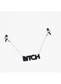 Зажимы на соски с кожаной подвеской Bitch - Crazy Handmade - купить с доставкой в Архангельске