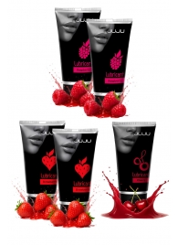 Набор из 5 съедобных лубрикантов JUJU (клубника х 2, малина х 2, вишня) - JuJu - купить с доставкой в Архангельске