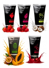 Набор из 5 съедобных лубрикантов JUJU (клубника, малина, тропические фрукты, вишня, кокос) - JuJu - купить с доставкой в Архангельске