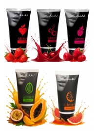 Набор из 5 съедобных лубрикантов JUJU (клубника, малина, тропические фрукты, вишня, грейпфрут) - JuJu - купить с доставкой в Архангельске