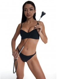 Стек с черным кожаным наконечником в виде сердца и металлической ручкой - 67 см. - Crazy Handmade - купить с доставкой в Архангельске