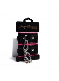Черно-розовые скругленные наручники с мягкой подкладкой - Crazy Handmade - купить с доставкой в Архангельске