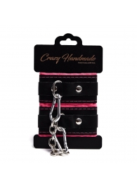 Черно-розовые скругленные наручники с мягкой подкладкой - Crazy Handmade - купить с доставкой в Архангельске