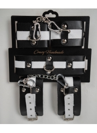Набор фиксаторов из черной и белой натуральной кожи - Crazy Handmade - купить с доставкой в Архангельске