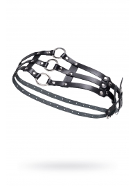 Черный кожаный пояс с кольцами - Pecado - купить с доставкой в Архангельске