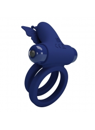 Синее эрекционное кольцо с вибростимуляцией клитора - Baile - в Архангельске купить с доставкой
