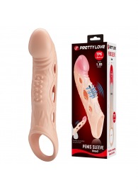 Телесная удлиняющая насадка с рельефом и вибрацией Brad - 21,3 см. - Baile - в Архангельске купить с доставкой