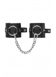 Черные наручники из толстой натуральной кожи с люверсами - Pecado - купить с доставкой в Архангельске