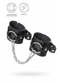 Черные наручники из толстой натуральной кожи с люверсами - Pecado - купить с доставкой в Архангельске