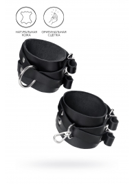Черные кожаные оковы с двумя перекрёстными ремешками - Pecado - купить с доставкой в Архангельске