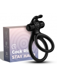 Черное эрекционное виброкольцо с подхватом мошонки Stay Hard - Boys of Toys - в Архангельске купить с доставкой