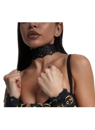 Черный ажурный чокер с золотистой фурнитурой - Crazy Handmade - купить с доставкой в Архангельске