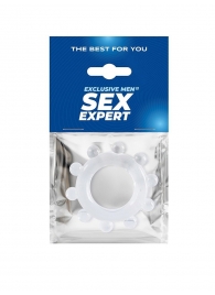 Прозрачное эрекционное кольцо со стимулирующими шариками - Sex Expert - в Архангельске купить с доставкой