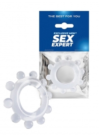 Прозрачное эрекционное кольцо со стимулирующими шариками - Sex Expert - в Архангельске купить с доставкой
