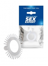 Эластичное эрекционное кольцо с шипиками и шариком - Sex Expert - в Архангельске купить с доставкой