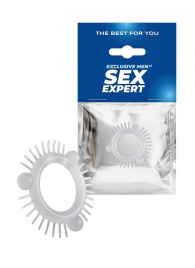 Эластичное эрекционное кольцо с 3 шариками и шипами - Sex Expert - в Архангельске купить с доставкой