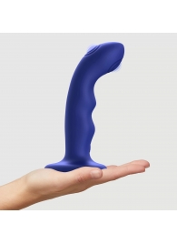 Синяя насадка-стимулятор Strap-On-Me Tapping Dildo Wave - Strap-on-me - купить с доставкой в Архангельске