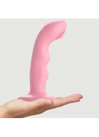 Розовая насадка-стимулятор Strap-On-Me Tapping Dildo Wave - Strap-on-me - купить с доставкой в Архангельске