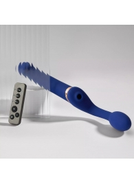 Синий безремневой страпон Multi Orgasm Bendable Strap-On size L с клиторальной стимуляцией - Strap-on-me - купить с доставкой в Архангельске