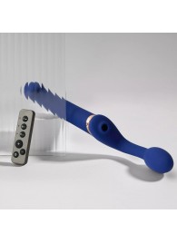 Синий безремневой страпон Multi Orgasm Bendable Strap-On size XL с клиторальной стимуляцией - Strap-on-me - купить с доставкой в Архангельске