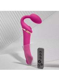 Ярко-розовый безремневой страпон Multi Orgasm Bendable Strap-On size XL с клиторальной стимуляцией - Strap-on-me - купить с доставкой в Архангельске