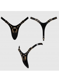 Черный пояс для фиксации насадок Strap-On-Me Leatherette Harness Fabulous - Strap-on-me - купить с доставкой в Архангельске