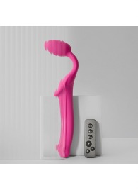 Ярко-розовый безремневой страпон Strap-on-me Vibrating Bendable Strap-On size L - Strap-on-me - купить с доставкой в Архангельске