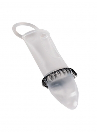 Закрытая насадка на пенис с подхватом мошонки и стимулирующими «ресничками» - Sextaz - в Архангельске купить с доставкой