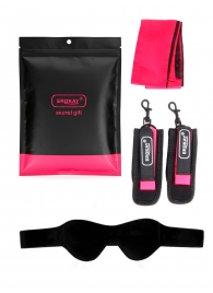 Черно-розовый эротический набор: маска, наручники и повязка - Erokay - купить с доставкой в Архангельске