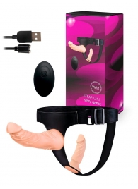 Женский страпон с 2 насадками, вибрацией и пультом ДУ - Erowoman-Eroman - купить с доставкой в Архангельске