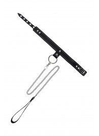 Черный узкий однослойный ошейник с серебристым поводком-цепочкой - Pecado - купить с доставкой в Архангельске