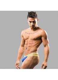 Синие мужские трусы-стринги с двойными бретелями - Romeo Rossi купить с доставкой