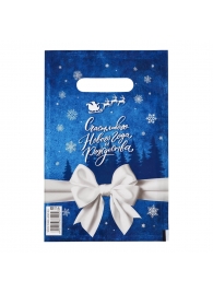 Сине-белый подарочный новогодний пакет с вырубной ручкой (20х30 см) - Сима-Ленд - купить с доставкой в Архангельске