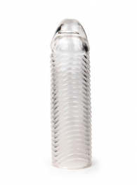 Прозрачная закрытая насадка на пенис с ребрышками - 16 см. - Sex Expert - в Архангельске купить с доставкой