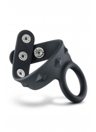 Черное эрекционное кольцо с подхватом мошонки на кнопках VS6 - Blush Novelties - в Архангельске купить с доставкой