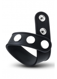 Черное эрекционное кольцо на кнопках - Blush Novelties - в Архангельске купить с доставкой