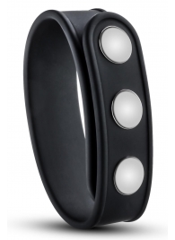 Черное эрекционное кольцо на кнопках - Blush Novelties - в Архангельске купить с доставкой