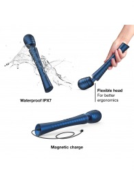 Синий вибромассажёр с насадками Man.wand Edgy - Manwan - в Архангельске купить с доставкой