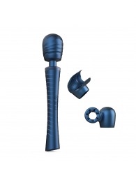 Синий вибромассажёр с насадками Man.wand Edgy - Manwan - в Архангельске купить с доставкой