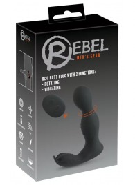 Черная анальная пробка с вибрацией, вращением и пультом ДУ RC Butt Plug with 2 Functions - Orion - в Архангельске купить с доставкой