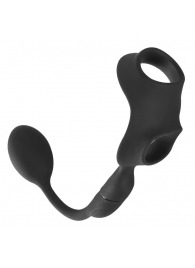 Черное виброкольцо с анальной пробкой Cock Ring with RC Butt Plug - Orion - в Архангельске купить с доставкой