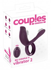 Фиолетовая насадка на член с клиторальным отростком и пультом ДУ RC Couple’s Vibrator 2 - Orion - в Архангельске купить с доставкой