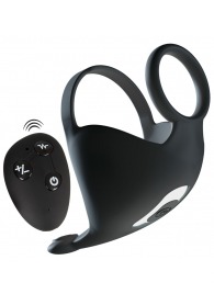 Черная вибронасадка для эрекции и стимуляции мошонки Cock ring with RC ball massager - Orion - в Архангельске купить с доставкой